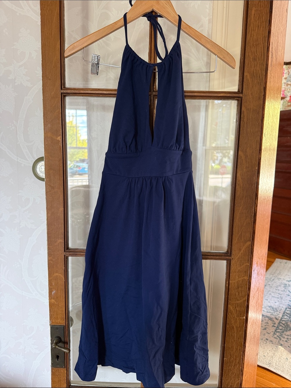 Susana Monaco Navy Backless Halter Midi Dress